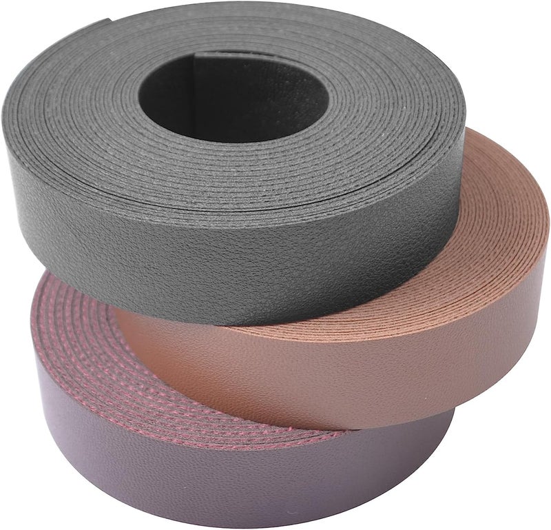Wento 3/4''x108'' Double Sided Faux Leather Strips Double Color Leather Straps Vegan Leather Faux Leather Fabric Strips 3 Color Mixed - Image 3